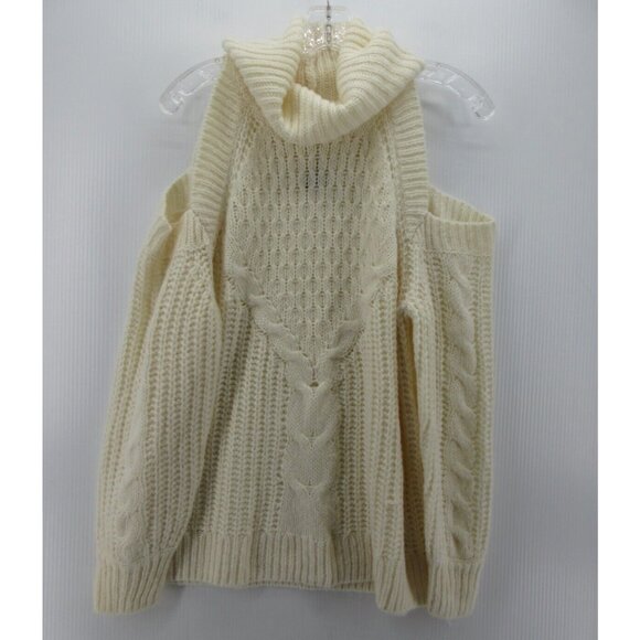 Express Sweater Small Turtleneck Cold Shoulder Pullover Cable NEW - Picture 1 of 12